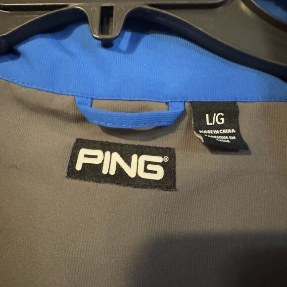 PING Men's Large Blue Gray 1/4 Zip Pullover Jacket Windbreaker Golf Athletic Top - Picture 3 of 8